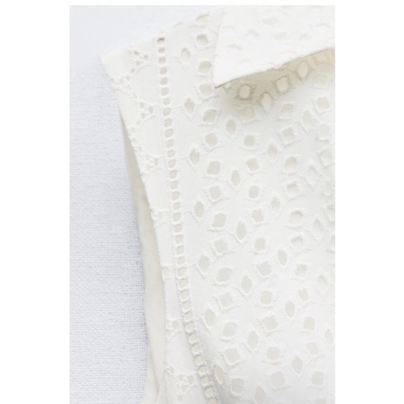 EUC ZARA WHITE OPENWORK EMBROIDERED DRESS - Sz medium - Picture 4 of 10